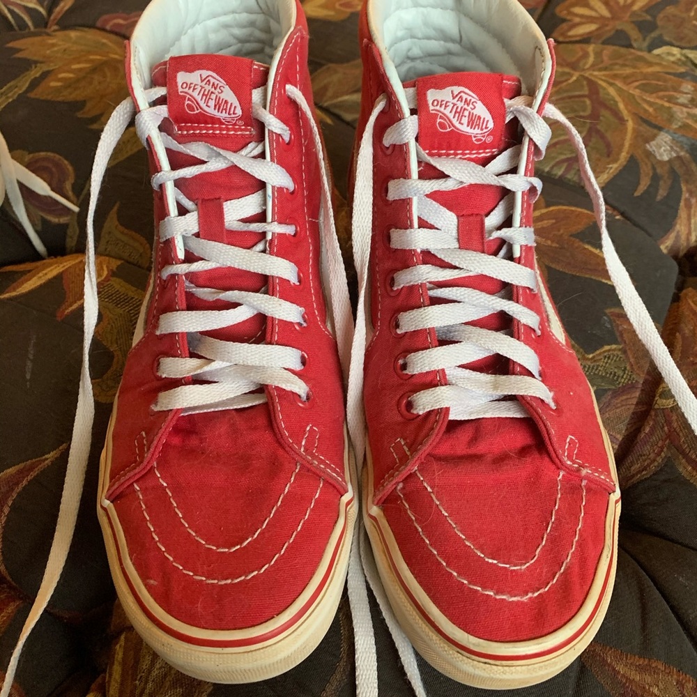 Red high top vans womens 9